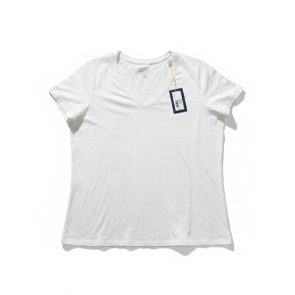 Universal Thread 1X White Womens V-Neck T-Shirt Casual Minimalist Cotton Tee